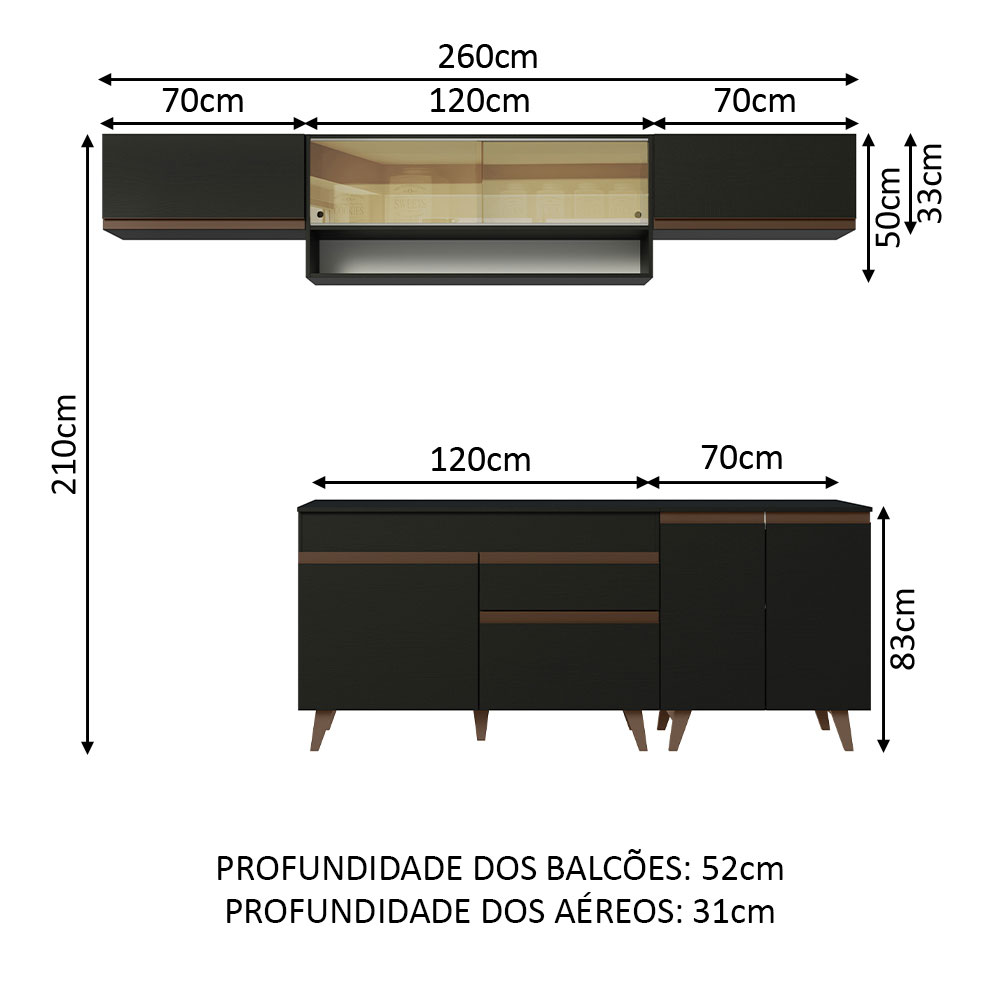 Foto 4 pulgar | Gabinete de Cocina Integral Completa Madesa 260 cm Reims Negro11