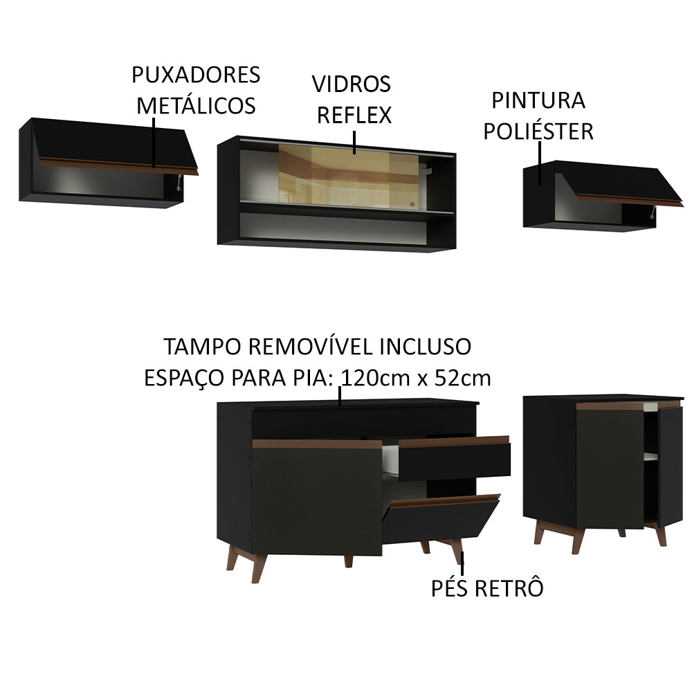 Foto 5 pulgar | Gabinete de Cocina Integral Completa Madesa 260 cm Reims Negro11