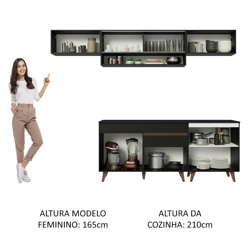 Foto 6 pulgar | Gabinete de Cocina Integral Completa Madesa 260 cm Reims Negro11