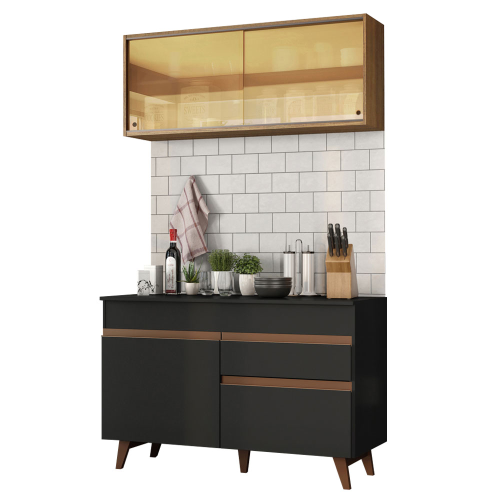 Foto 1 | Gabinete de Cocina Integral Compacto Madesa 120 cm Reims Negro Rústico 01