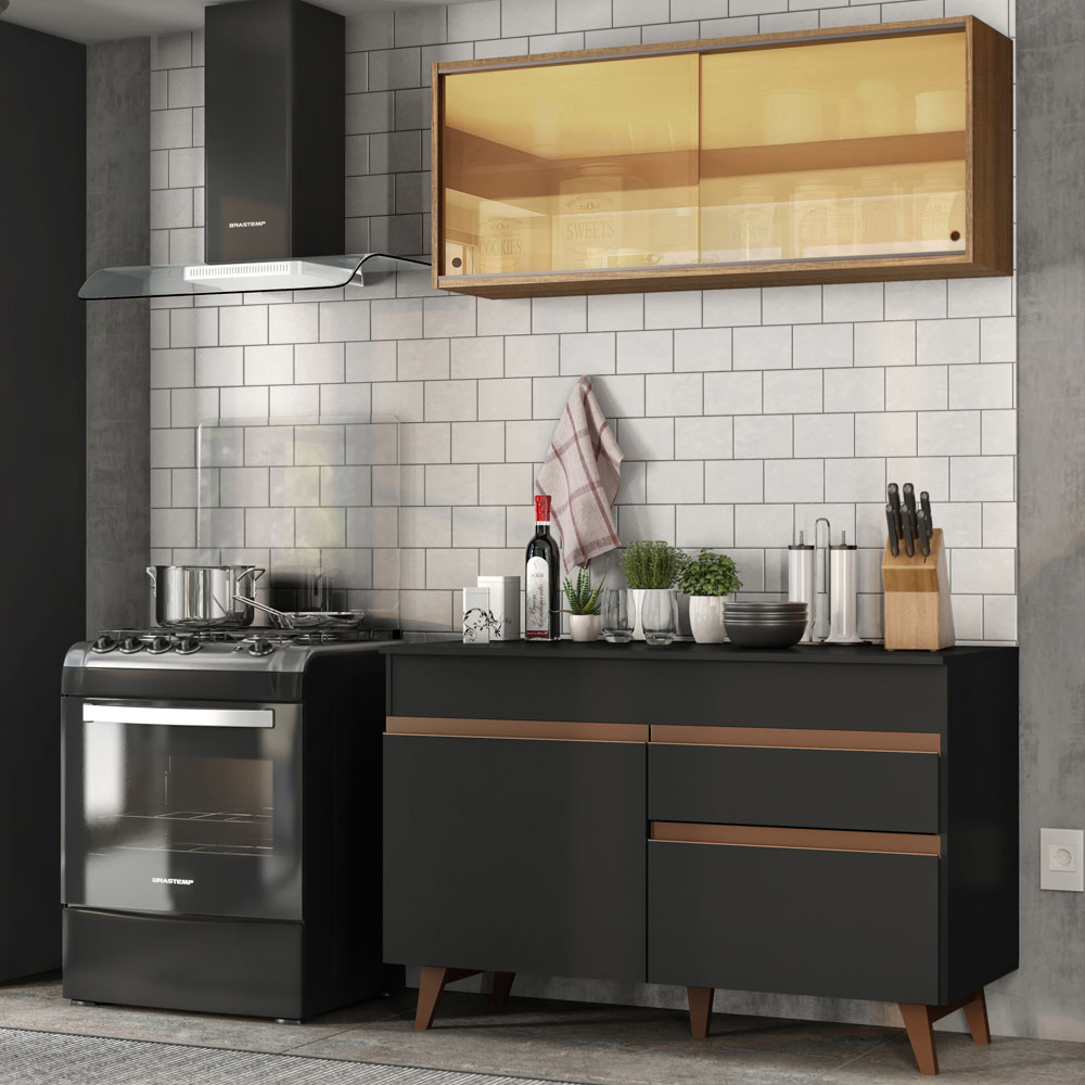 Foto 3 pulgar | Gabinete de Cocina Integral Compacto Madesa 120 cm Reims Negro Rústico 01