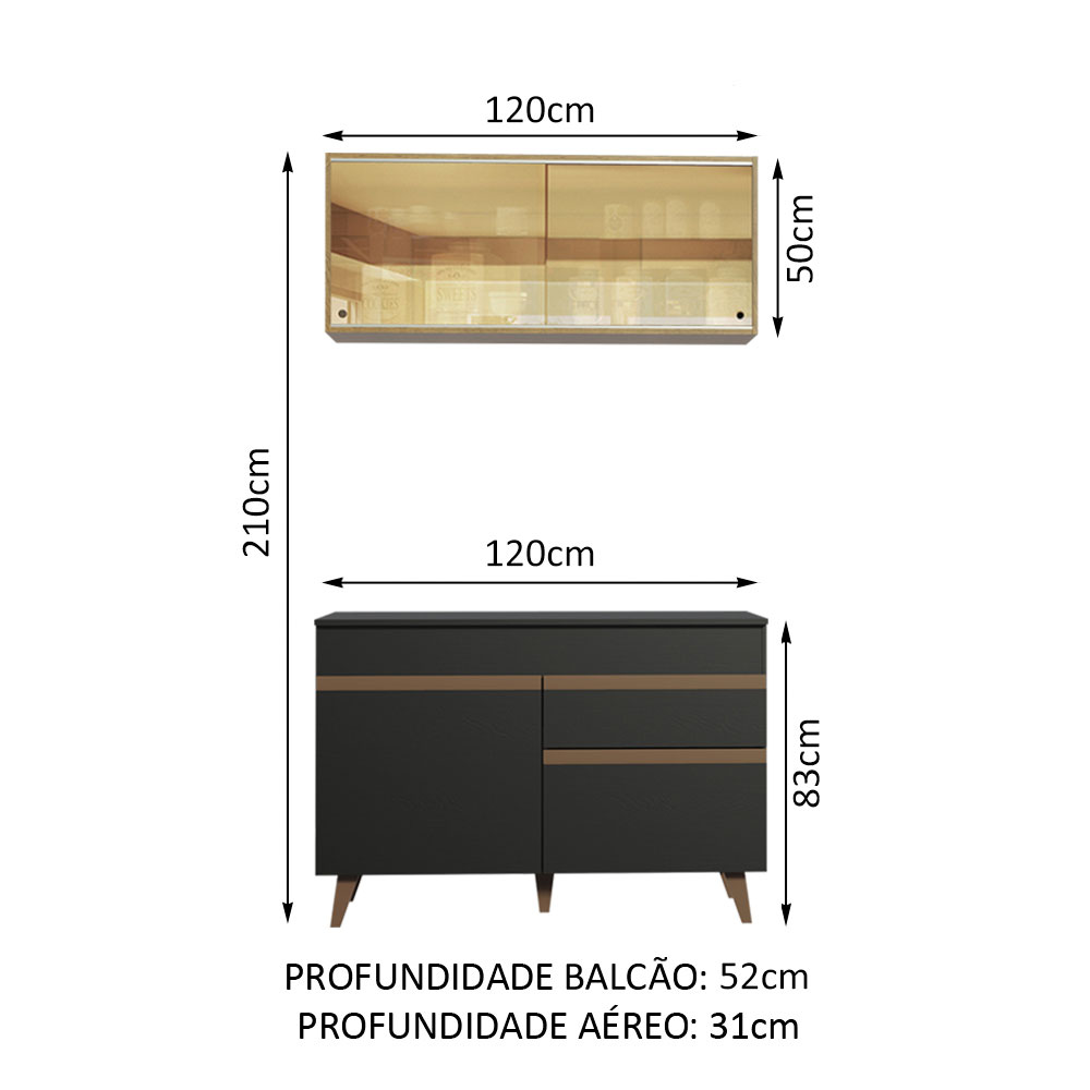 Foto 4 pulgar | Gabinete de Cocina Integral Compacto Madesa 120 cm Reims Negro Rústico 01