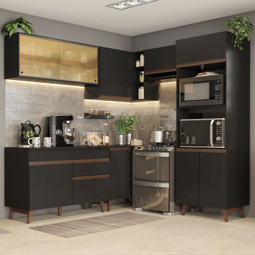 Foto 2 pulgar | Gabinete de Cocina Integral Completa de Esquinero Madesa 402 cm Reims Negro 02