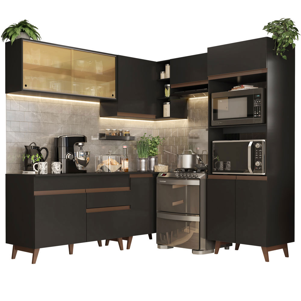 Foto 3 pulgar | Gabinete de Cocina Integral Completa de Esquinero Madesa 402 cm Reims Negro 02