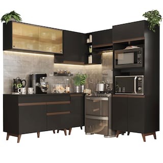 Foto 2 | Gabinete de Cocina Integral Completa de Esquinero Madesa 402 cm Reims Negro 02