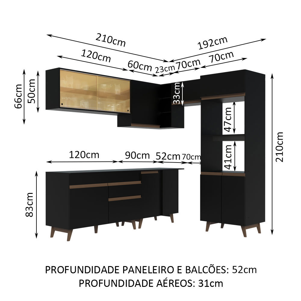 Foto 4 pulgar | Gabinete de Cocina Integral Completa de Esquinero Madesa 402 cm Reims Negro 02