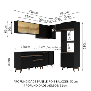Foto 3 | Gabinete de Cocina Integral Completa de Esquinero Madesa 402 cm Reims Negro 02