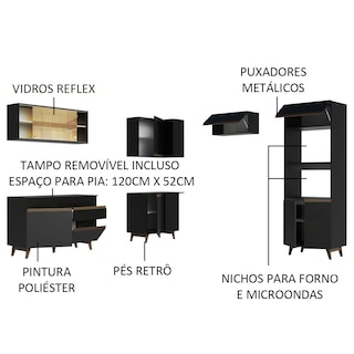 Foto 4 | Gabinete de Cocina Integral Completa de Esquinero Madesa 402 cm Reims Negro 02