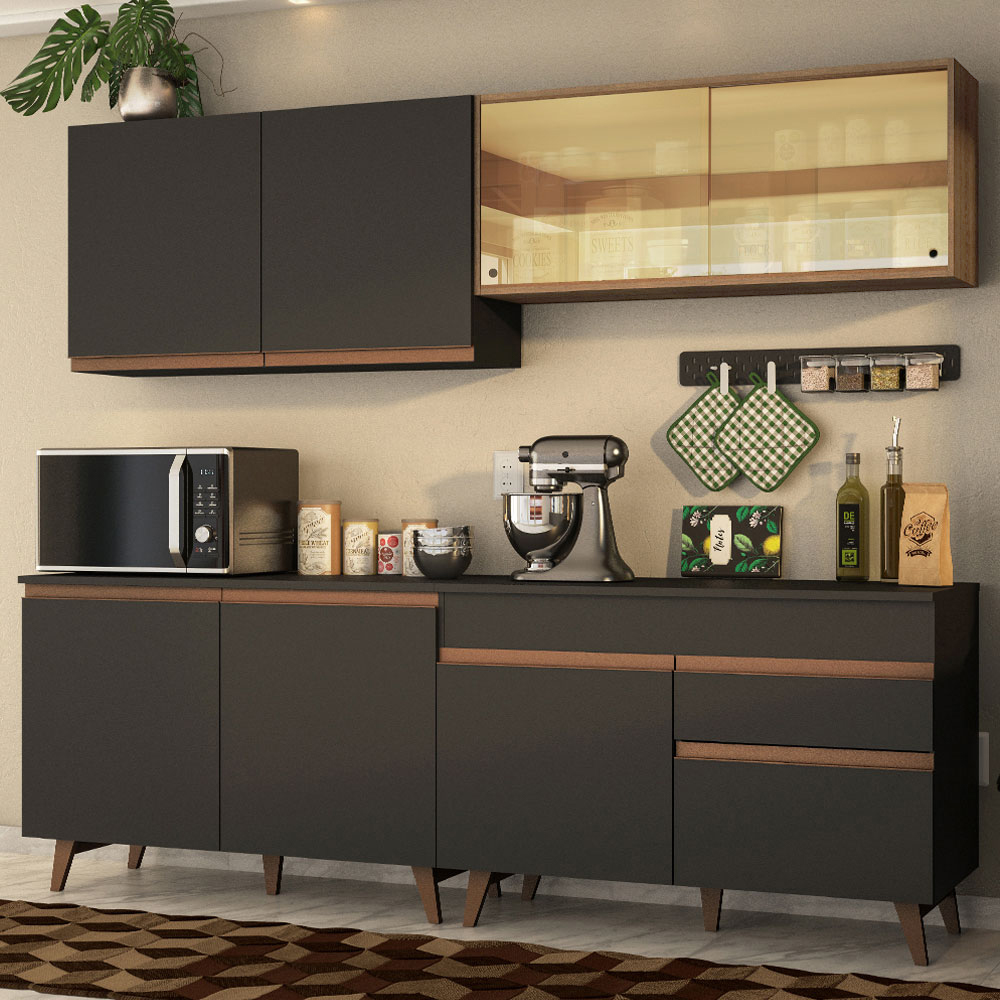 Foto 1 | Gabinete de Cocina Integral Madesa 240 cm Reims Negro Rústico 01