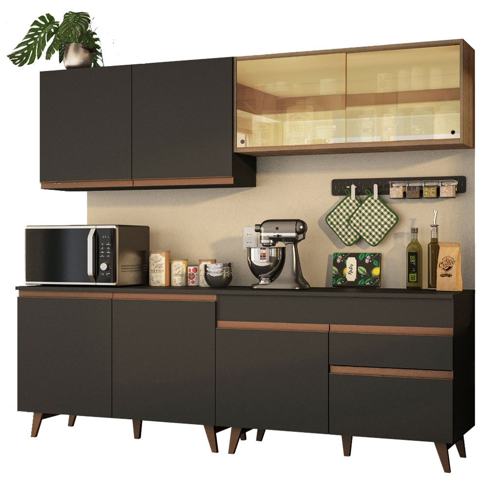 Foto 2 | Gabinete de Cocina Integral Madesa 240 cm Reims Negro Rústico 01