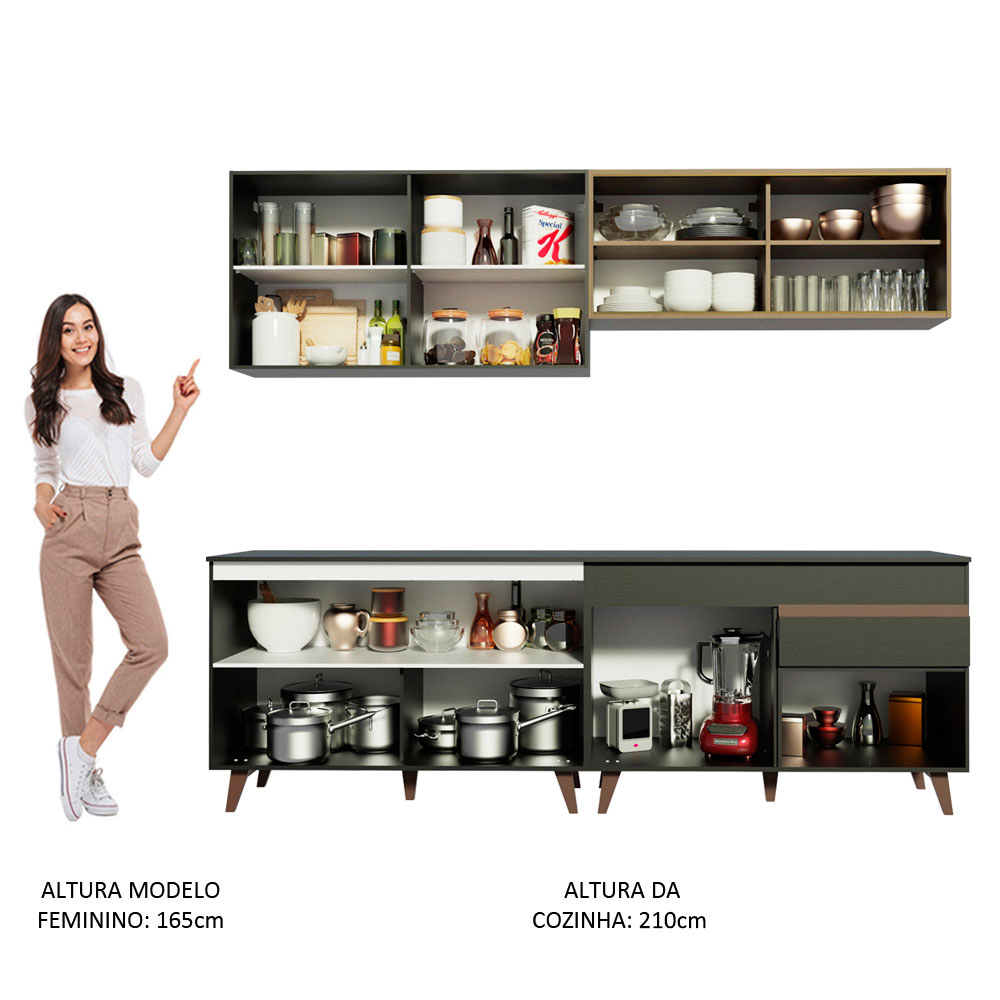 Foto 6 pulgar | Gabinete de Cocina Integral Madesa 240 cm Reims Negro Rústico 01