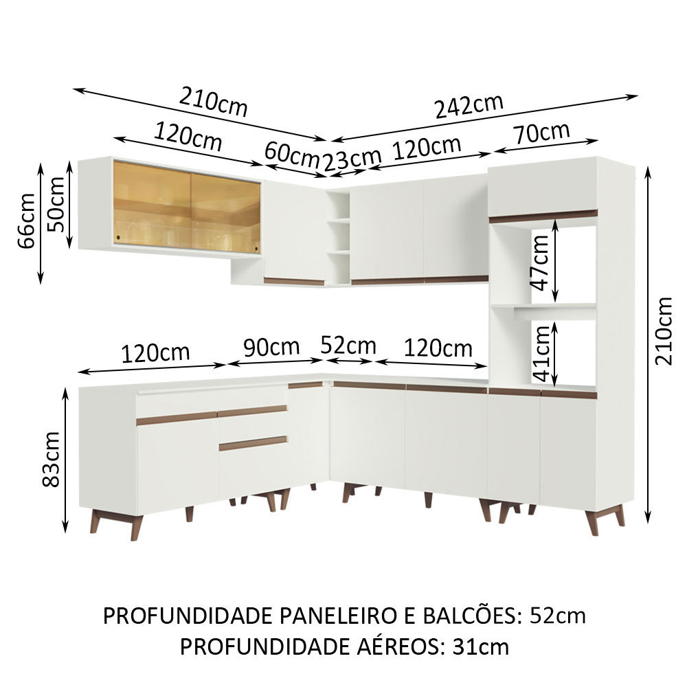 Foto 3 | Gabinete de Cocina Integral Completa de Esquinero Madesa 452 cm Reims Blanco 01