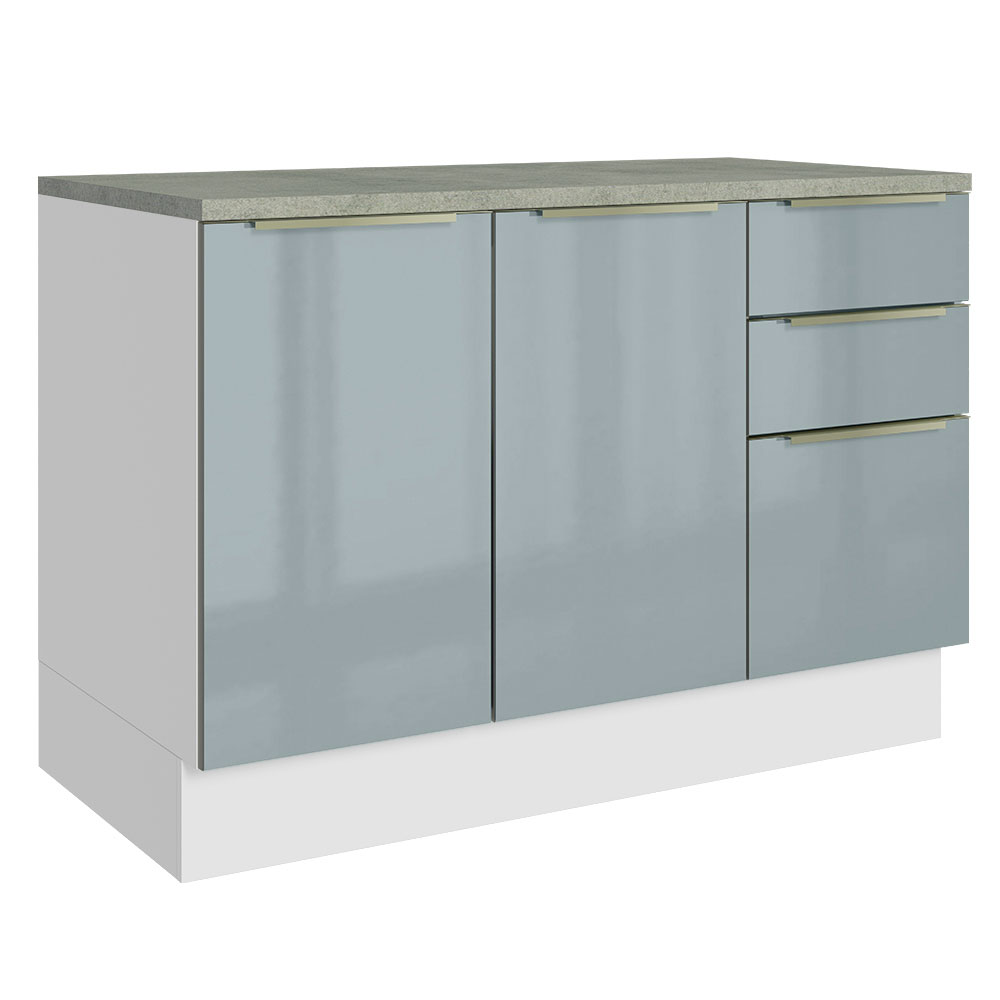 Foto 2 pulgar | Gabinete Bajo de Cocina para Fregadero Madesa 120cm 2 Puertas 3 Cajones con Encimera Lux Blanco y Gris