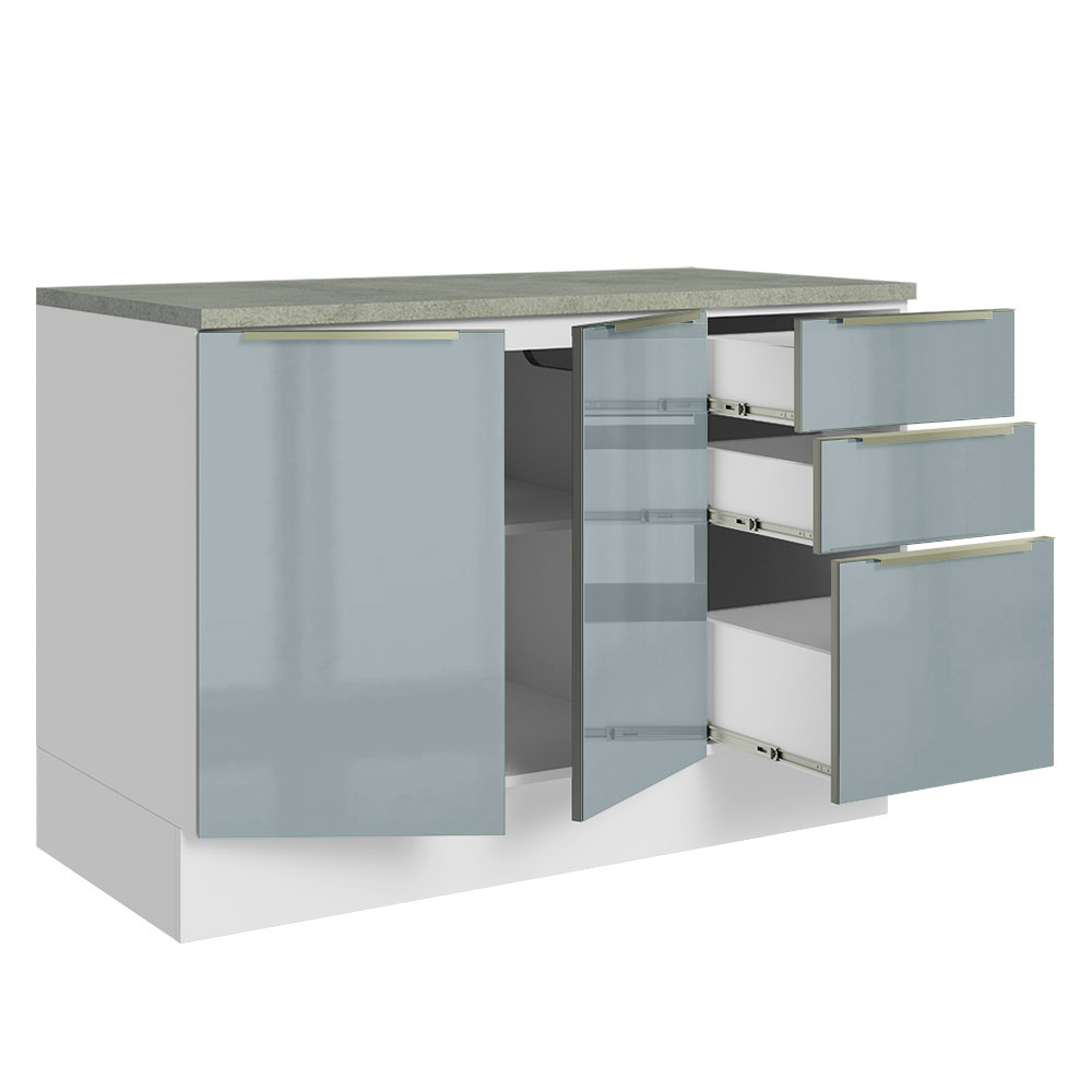 Foto 5 pulgar | Gabinete Bajo de Cocina para Fregadero Madesa 120cm 2 Puertas 3 Cajones con Encimera Lux Blanco y Gris