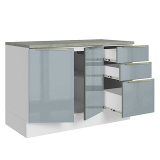 Foto 4 | Gabinete Bajo de Cocina para Fregadero Madesa 120cm 2 Puertas 3 Cajones con Encimera Lux Blanco y Gris