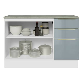 Foto 6 | Gabinete Bajo de Cocina para Fregadero Madesa 120cm 2 Puertas 3 Cajones con Encimera Lux Blanco y Gris