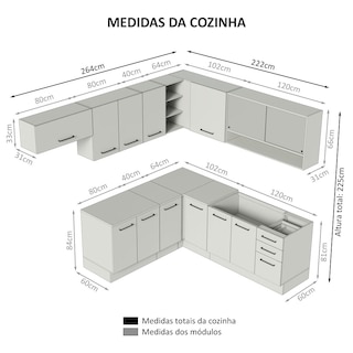 Foto 3 | Gabinete de Cocina Integral Esquinero Completo Madesa 486 cm x 60 cm Agata Blanco y Crema 01