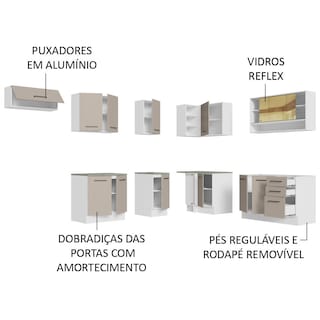 Foto 5 | Gabinete de Cocina Integral Esquinero Completo Madesa 486 cm x 60 cm Agata Blanco y Crema 01