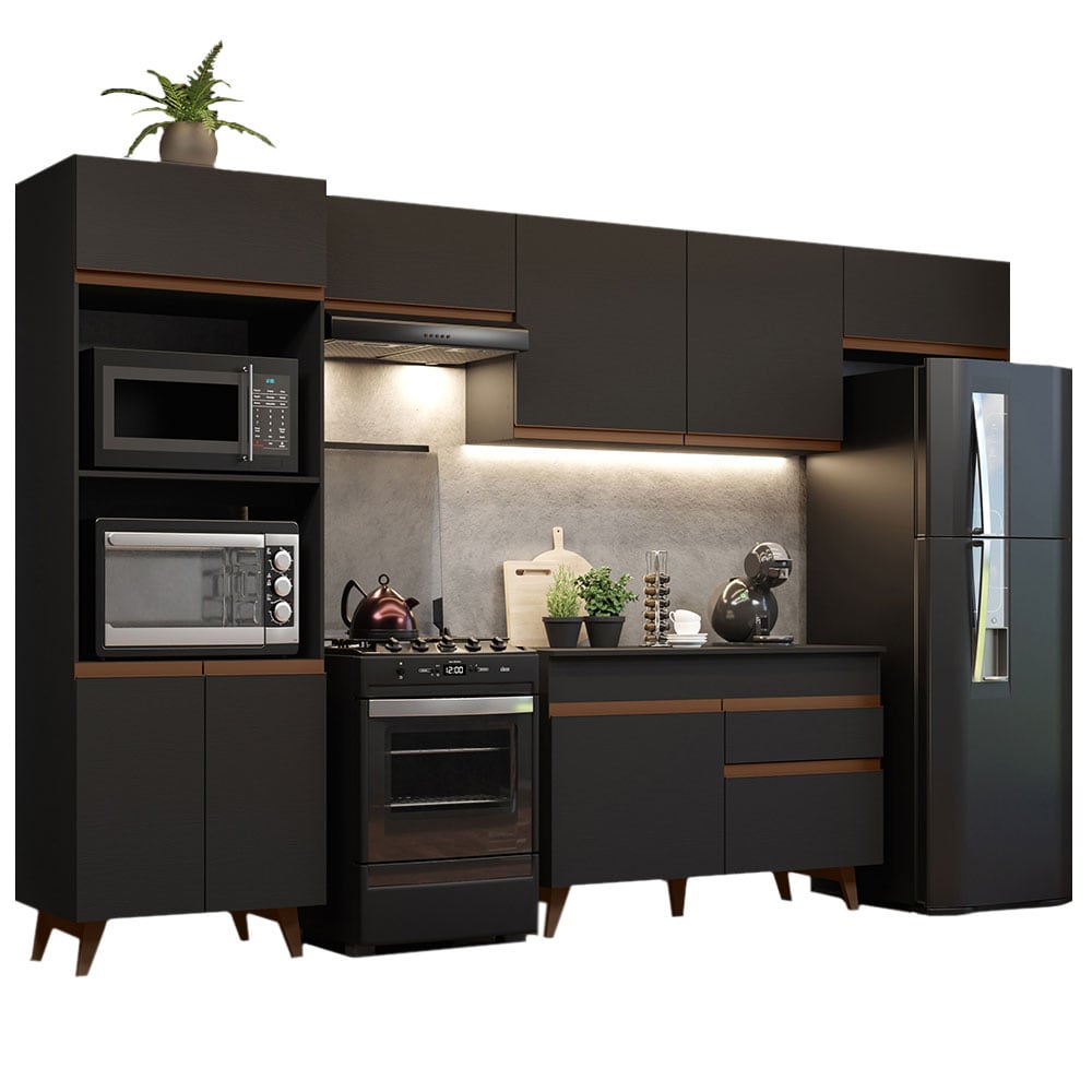 Cocina Integral Madesa GRRM3300018N Negra de 330 Cm