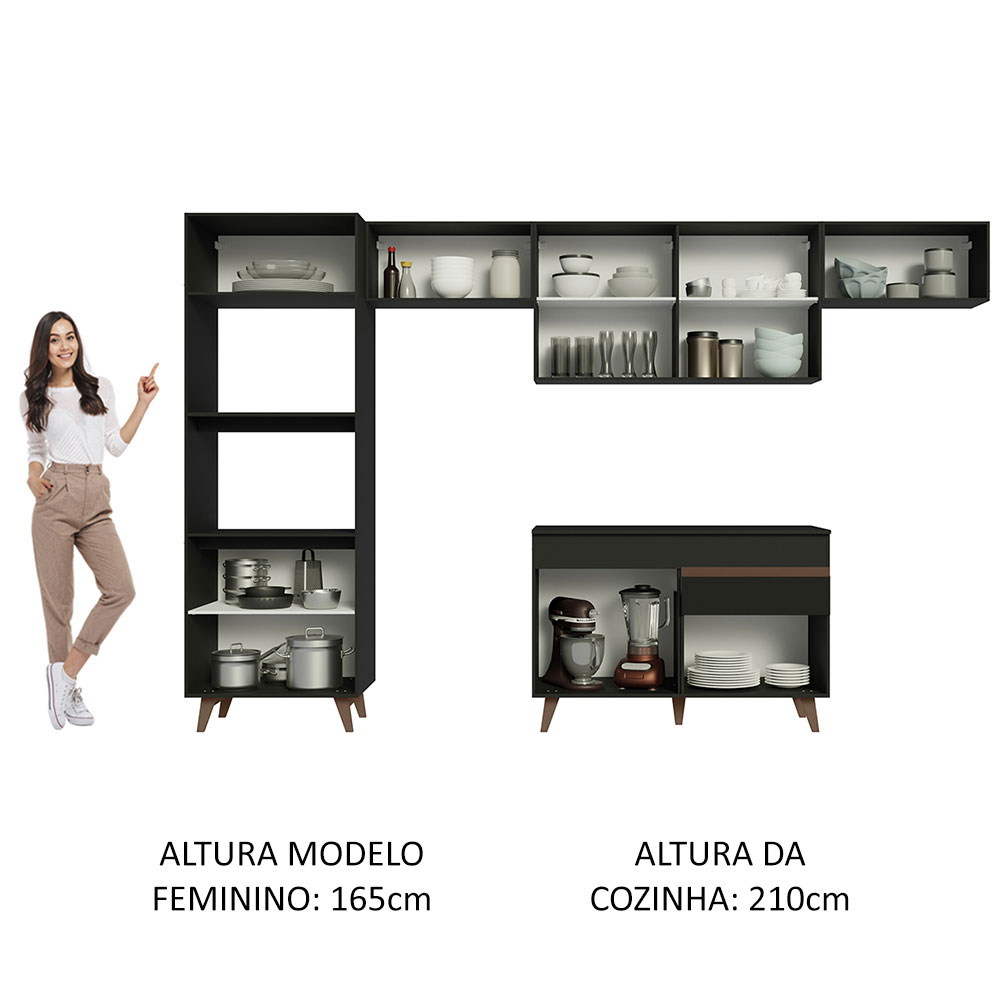 Foto 6 pulgar | Cocina Integral Madesa GRRM3300018N Negra de 330 Cm