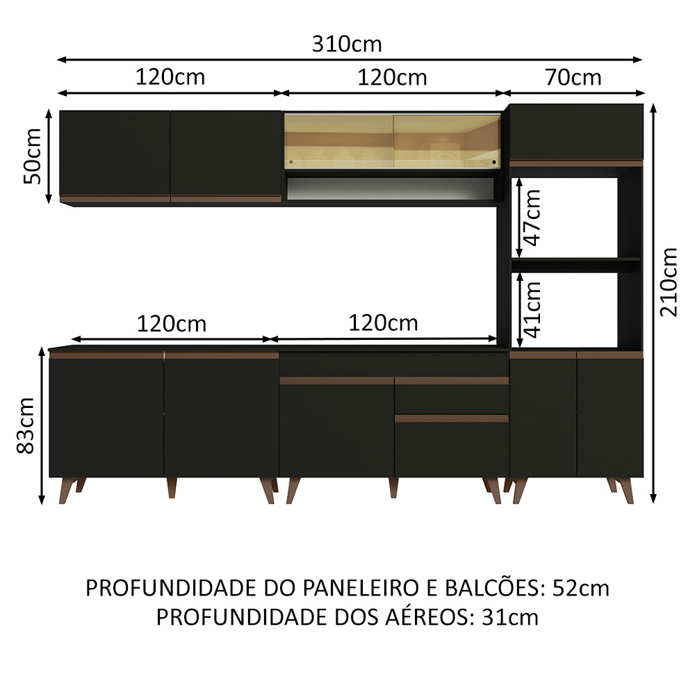 Foto 4 pulgar | Cocina Integral Madesa GRRM3100028N Negra de 310 Cm