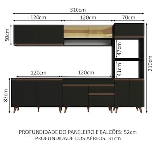 Foto 3 | Cocina Integral Madesa GRRM3100028N Negra de 310 Cm