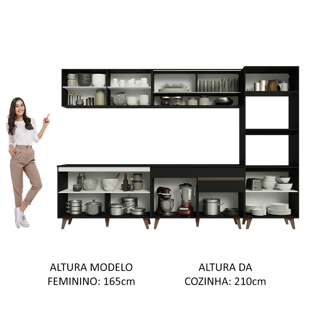 Foto 6 pulgar | Cocina Integral Madesa GRRM3100028N Negra de 310 Cm