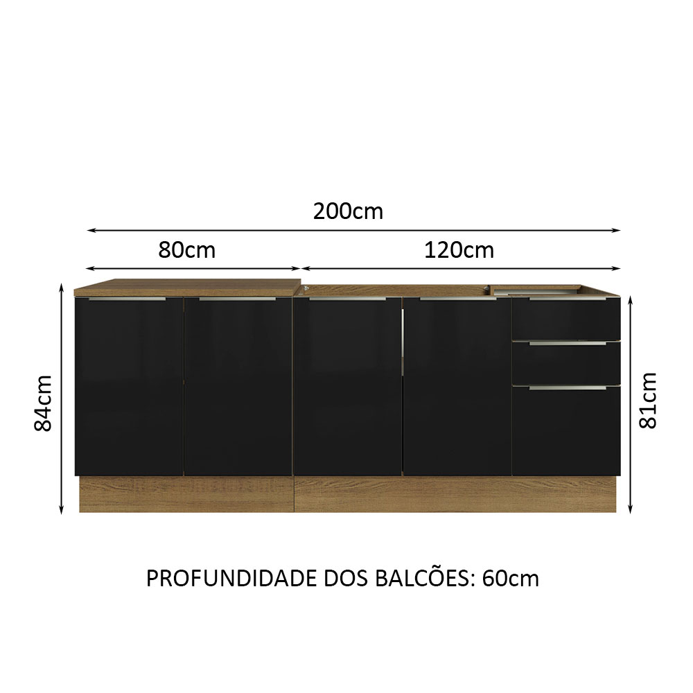 Foto 4 pulgar | Mueble para Cocina Madesa Negro con 4 Puertas