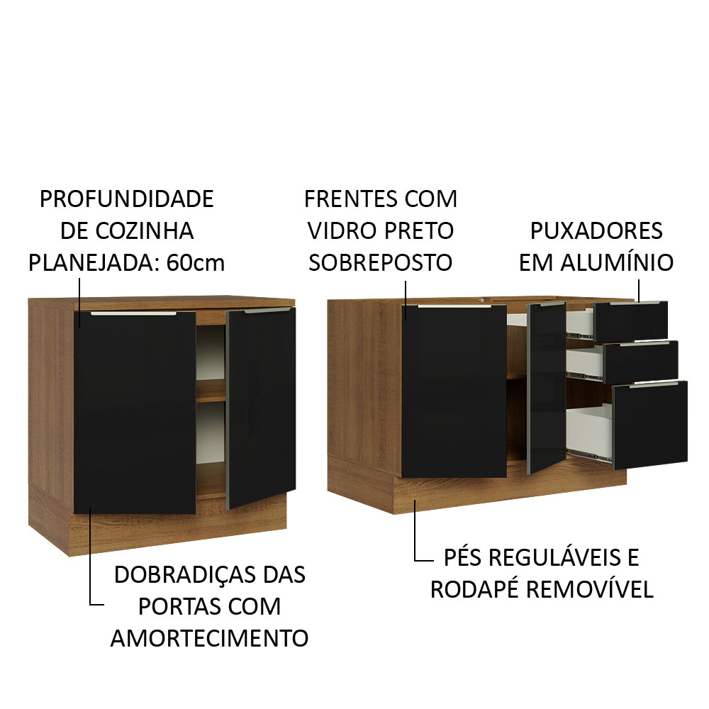 Foto 5 pulgar | Mueble para Cocina Madesa Negro con 4 Puertas