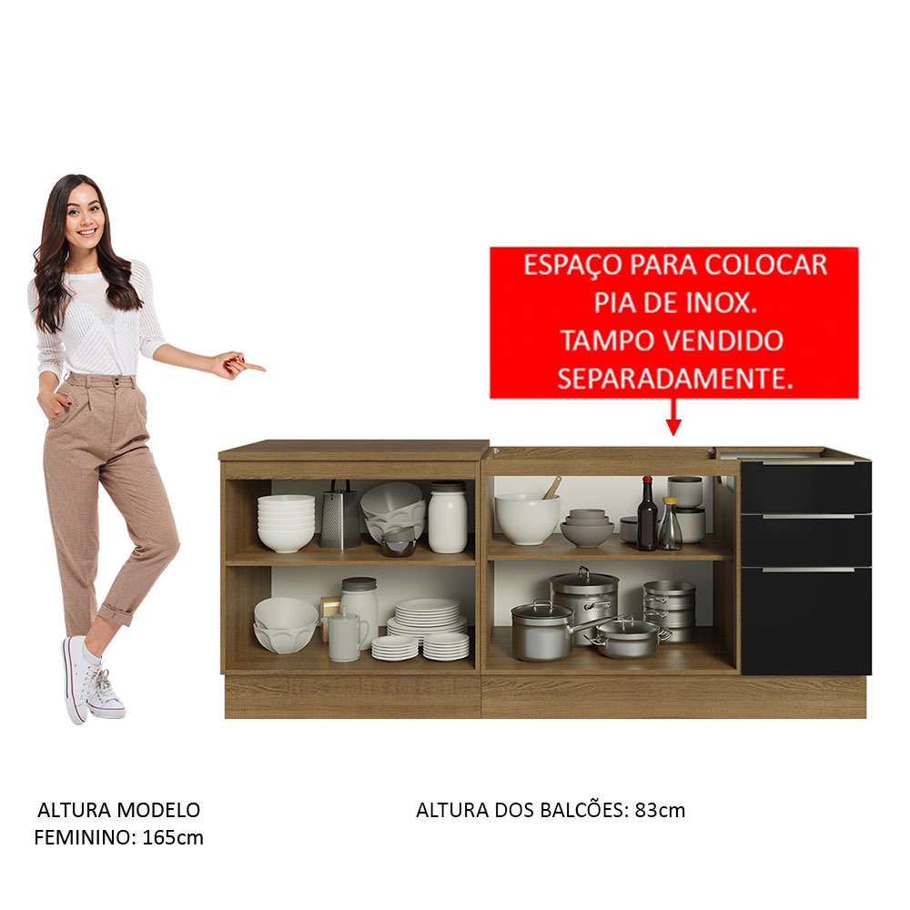 Foto 6 pulgar | Mueble para Cocina Madesa Negro con 4 Puertas