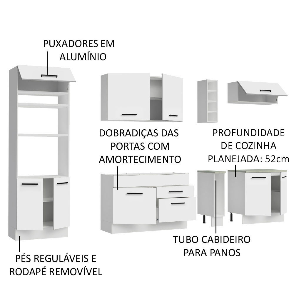 Foto 5 pulgar | Gabinete de Cocina Madesa Agata Blanco 01 Integral Completa 290 cm