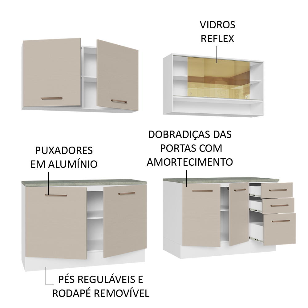 Foto 7 | Gabinete de Cocina Integral Madesa Agata Blanco y Crema 01 de 240 cm x 60 cm