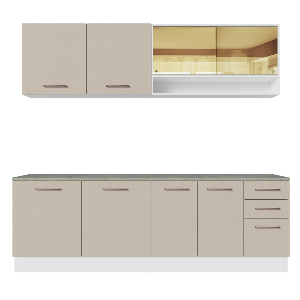 Foto 9 pulgar | Gabinete de Cocina Integral Madesa Agata Blanco y Crema 01 de 240 cm x 60 cm