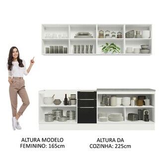 Foto 5 | Gabinete de Cocina Integral Completa Madesa Lux Blanco y Negro 05 240 cm