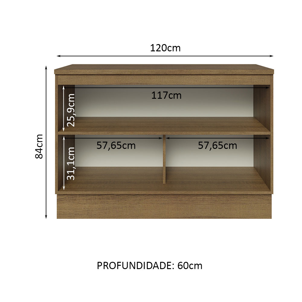 Foto 4 pulgar | Gabinete Bajo de Cocina para Fregadero Madesa Lux Rustic y Cinza de 120 cm 2 Puertas con Encimera