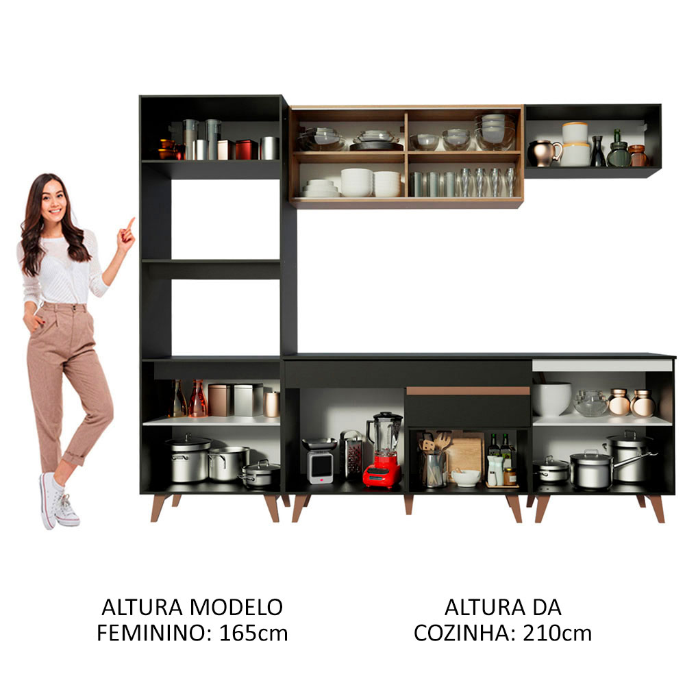 Foto 5 | Gabinete de Cocina Completa Madesa Reims Negro Rústico 02 de 260 cm