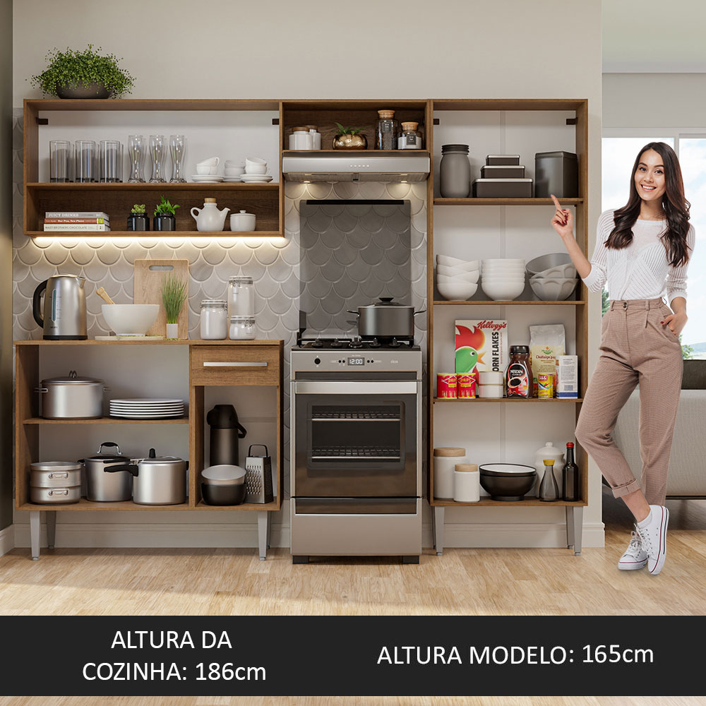 Foto 5 | Gabinete de Cocina Integral Madesa Emilly Pop Rústico y Gris 229 cm