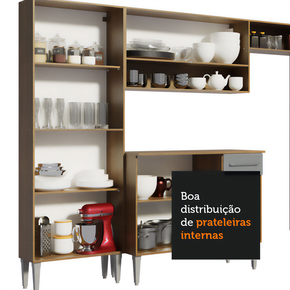 Foto 8 | Gabinete de Cocina Integral Madesa Emilly Pop Rústico y Gris 229 cm