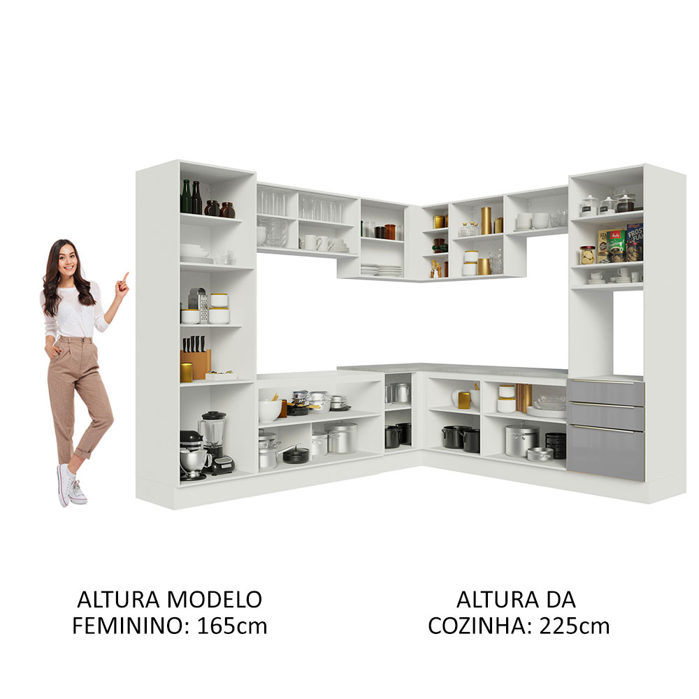 Foto 6 pulgar | Gabinete de Cocina Integral Completa de Esquinero Madesa Lux Blanco y Gris 03 de 546 cm