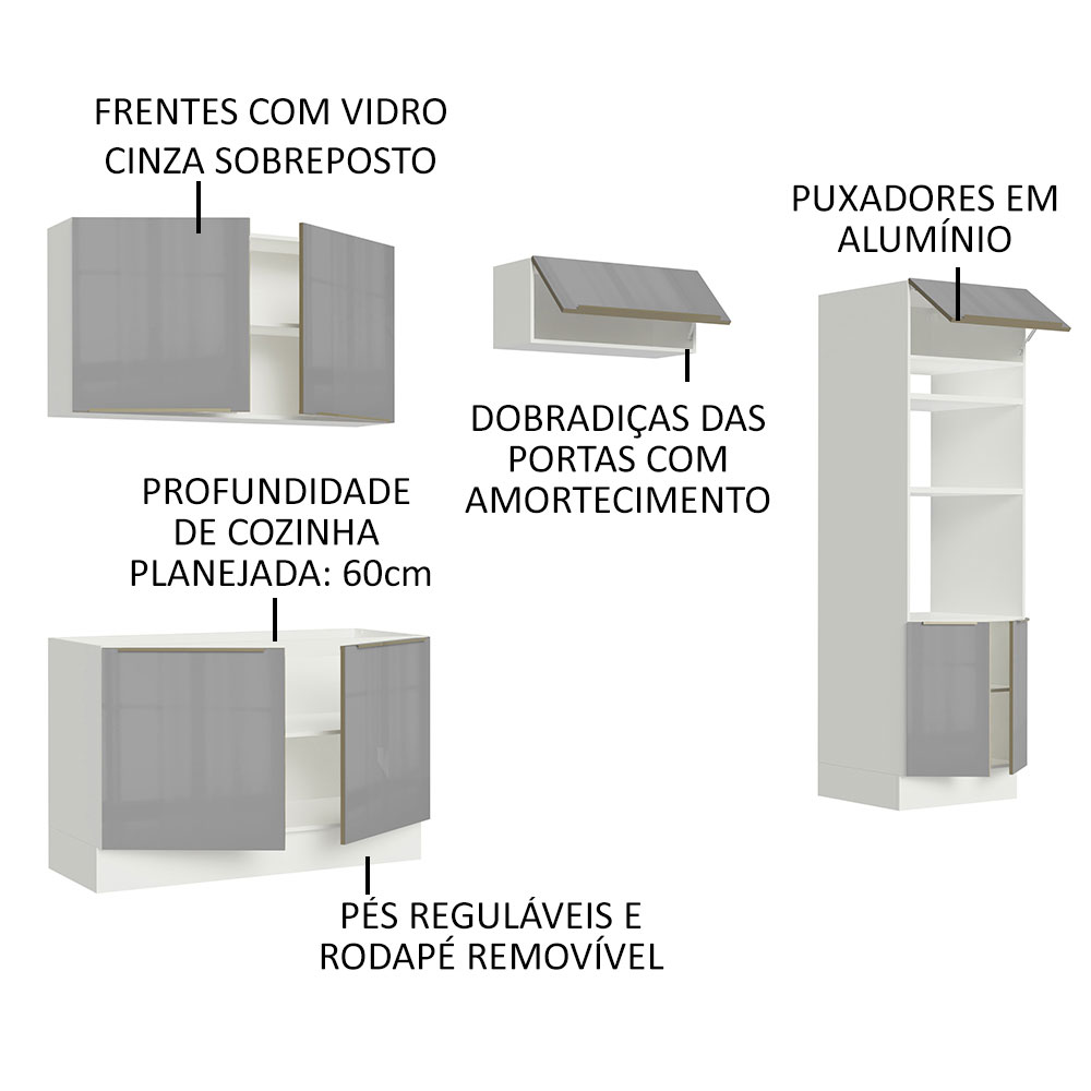 Foto 5 pulgar | Gabinete de Cocina Integral Completa Madesa Lux Blanco y Gris 01 270 cm