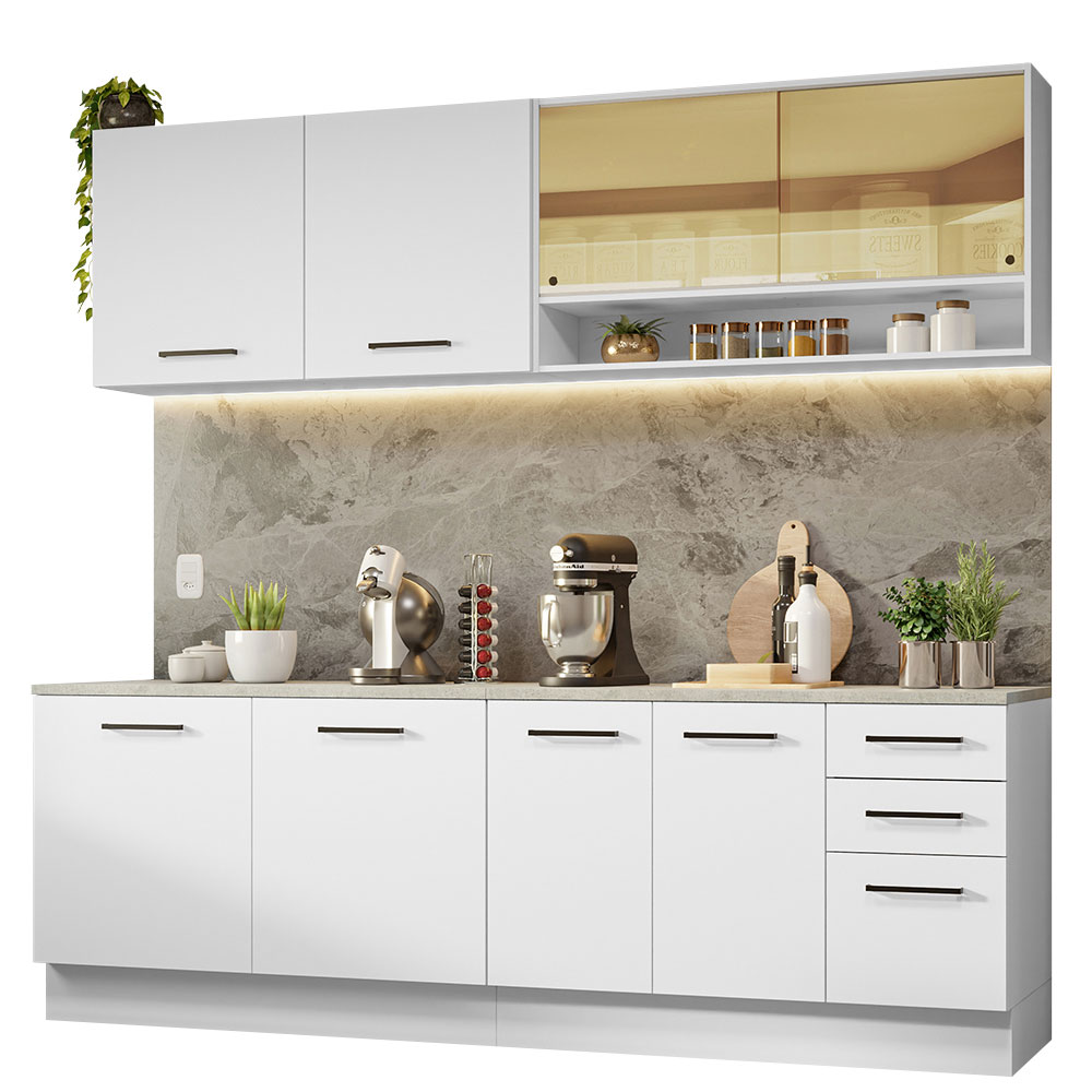 Foto 3 pulgar | Gabinete de Cocina Integral Madesa Agata 01 Blanco 240 x 60 cm