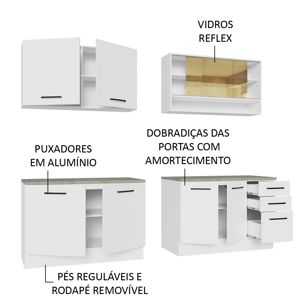 Foto 5 pulgar | Gabinete de Cocina Integral Madesa Agata 01 Blanco 240 x 60 cm