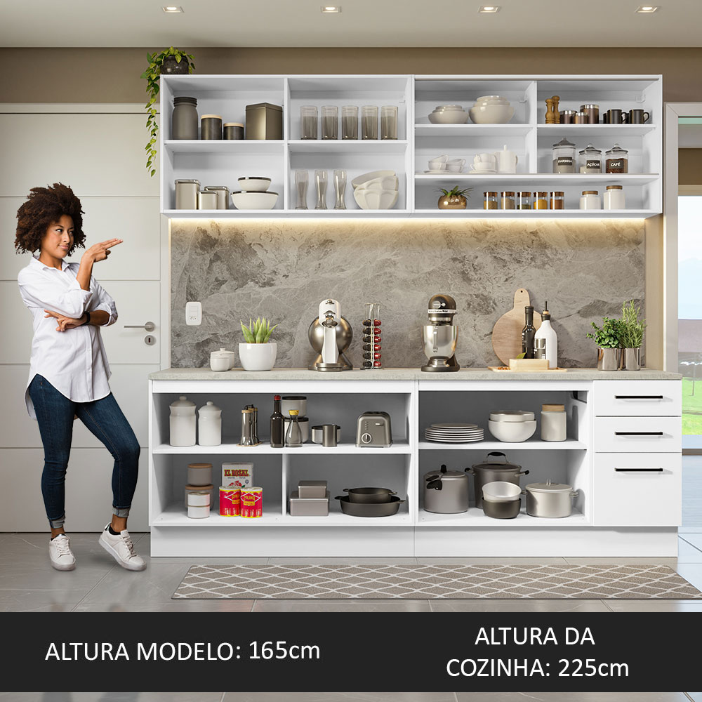 Foto 6 pulgar | Gabinete de Cocina Integral Madesa Agata 01 Blanco 240 x 60 cm