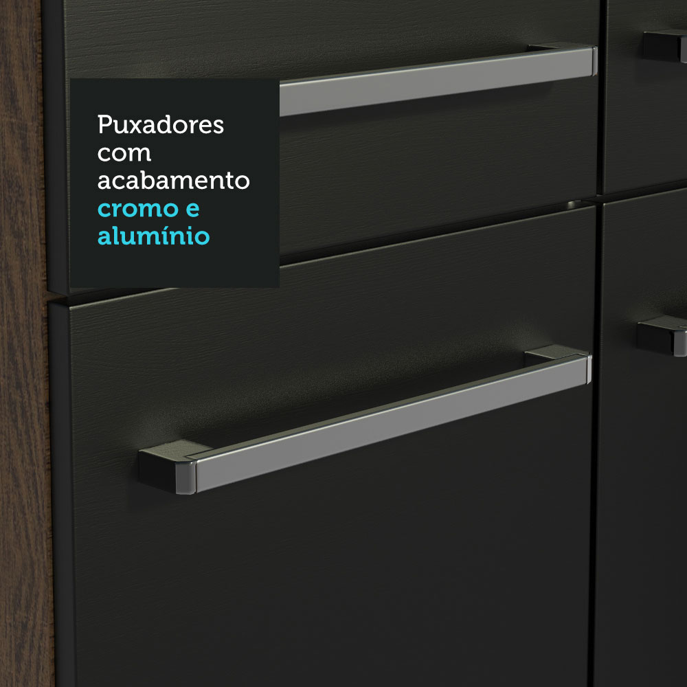 Foto 7 pulgar | Gabinete de Cocina Integral Compacta Madesa Emilly Rustic y Negro 06 Con Fregadero 165 cm