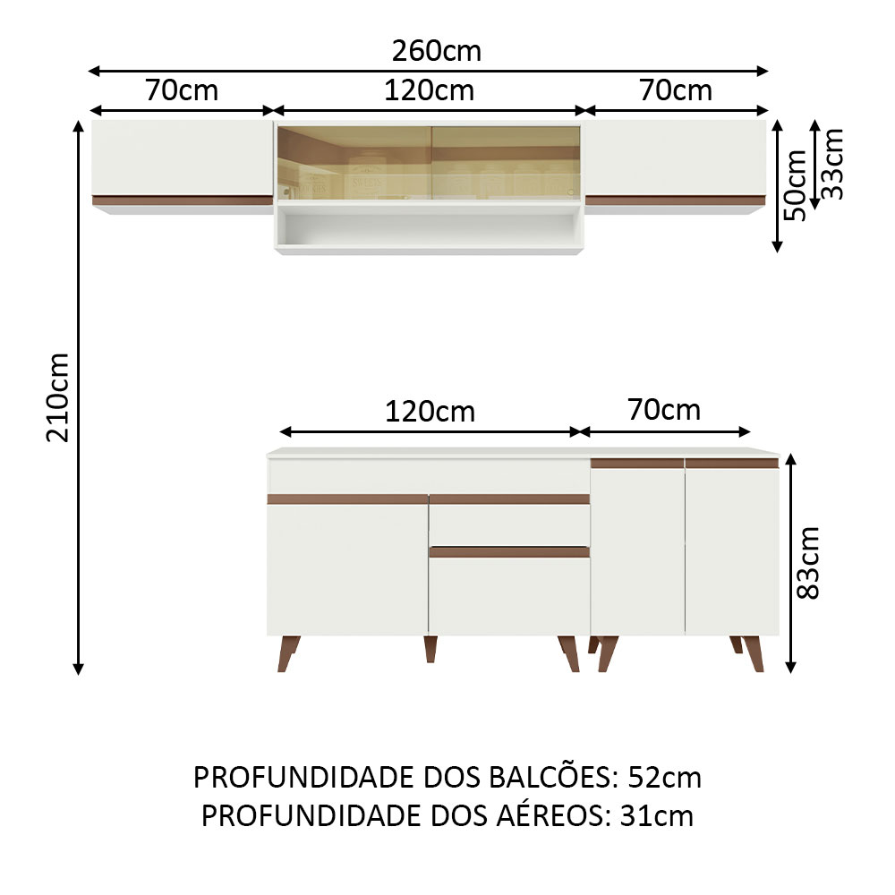 Foto 4 pulgar | Gabinete de Cocina Integral Completa Madesa Reims Blanco 11 260 Cm