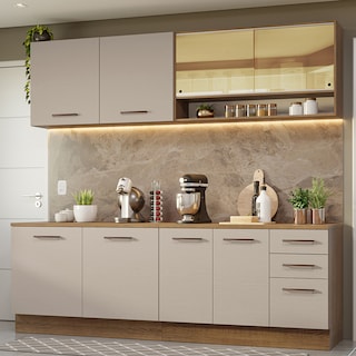 Foto 8 | Gabinete de Cocina Integral Madesa Agata Rústico y 01 Crema 240 x 60 cm