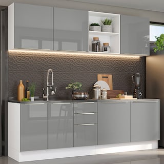 Foto 1 | Gabinete de Cocina Integral Completa Madesa Lux Blanco y 05 Gris 240 cm