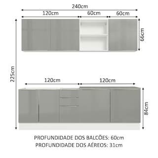 Foto 3 | Gabinete de Cocina Integral Completa Madesa Lux Blanco y 05 Gris 240 cm