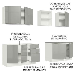 Foto 4 | Gabinete de Cocina Integral Completa Madesa Lux Blanco y 05 Gris 240 cm