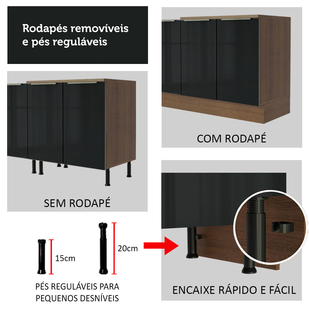 Foto 8 | Madesa Gabinete De Cocina Integral Completa 240 Cm Lux Rústico/negro 05